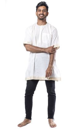 Bavlněná košile - kurti z jižní Indie slonovinová L ku418