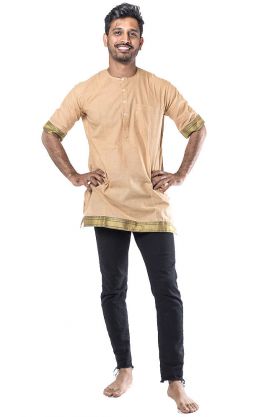 Bavlněná košile - kurti z jižní Indie béžová M ku421