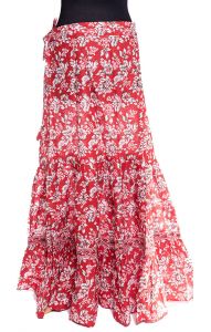 Dlouhá kanýrová sukně červená suk4924