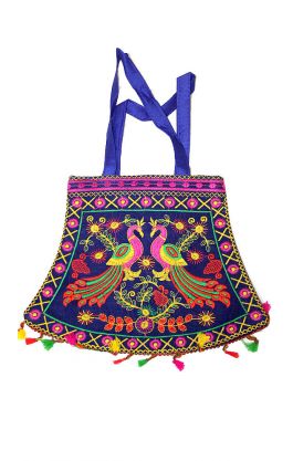 Elegantní indická taška s pávy modrá ta359