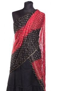 Bollywoodská dupatta černo-červená dh1629