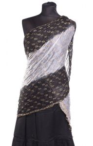 Bollywoodská dupatta šedo-černá dh1632