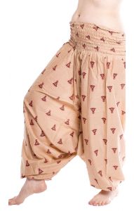 Bavlněné harémové kalhoty aladinky béžové kal1436