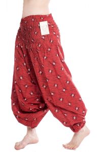 Bavlněné harémové kalhoty aladinky červené kal1448