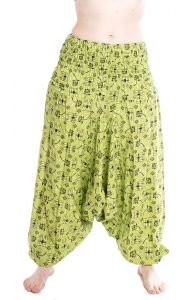 Bavlněné harémové kalhoty aladinky zelené kal1456