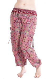 Bavlněné harémové kalhoty aladinky růžové kal1469