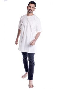 Indická pánská košile - kurti - slonovinová M ku434