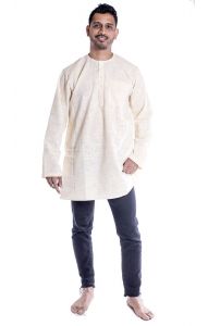 Indická pánská košile - kurti - slonovinová L ku441