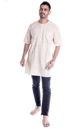Indická pánská košile - kurti - přírodní XL ku429