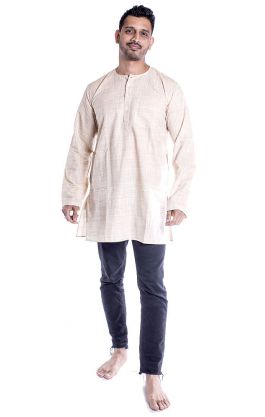 Indická pánská košile - kurti - béžová XL ku449