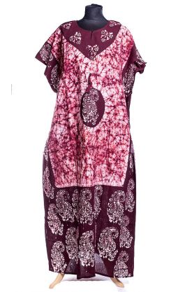 Batikovaný bavlněný kaftan vínový kaf1477