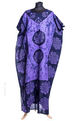 Batikovaný bavlněný kaftan fialový kaf1490
