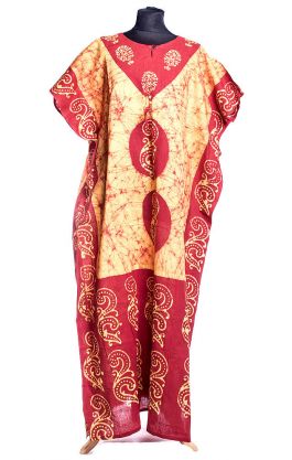 Batikovaný bavlněný kaftan zlatý kaf1495