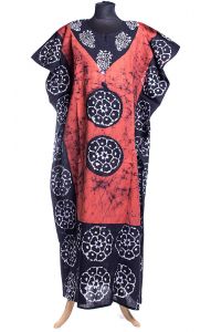 Batikovaný bavlněný kaftan oranžový kaf1502