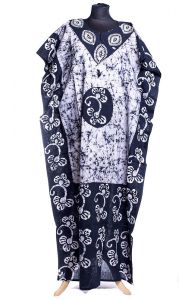Batikovaný bavlněný kaftan černobílý kaf1505