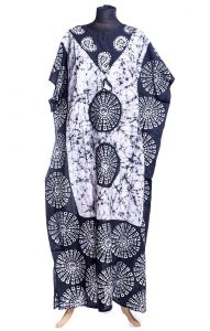 Batikovaný bavlněný kaftan černobílý kaf1509