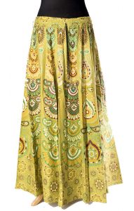 Indická dlouhá bavlněná sukně limetková suk5069