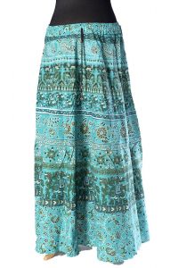 Indická dlouhá bavlněná sukně akvamarínová suk5072