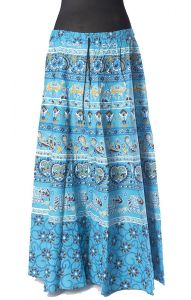 Indická dlouhá bavlněná sukně tyrkysová suk5073