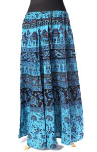 Indická dlouhá bavlněná sukně tyrkysová suk5074