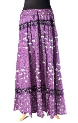 Indická dlouhá bavlněná sukně fialová suk5075