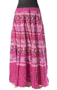 Indická dlouhá bavlněná sukně růžová suk5076