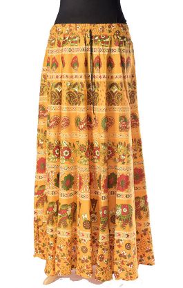 Indická dlouhá bavlněná sukně medová suk5081