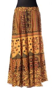 Indická dlouhá bavlněná sukně zlatá suk5082