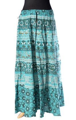 Indická dlouhá bavlněná sukně akvamarínová suk5083