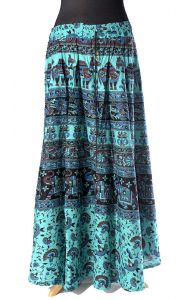 Indická dlouhá bavlněná sukně tyrkysová suk5085