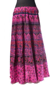 Indická dlouhá bavlněná sukně růžová suk5086