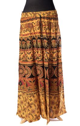 Indická dlouhá bavlněná sukně zlatá suk5089