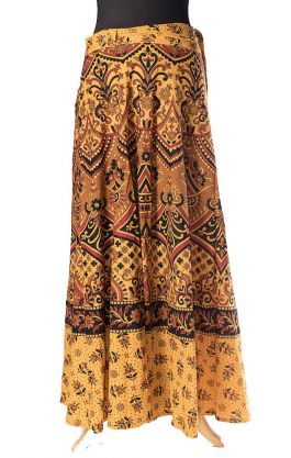 Indická dlouhá bavlněná sukně zlatá suk5105