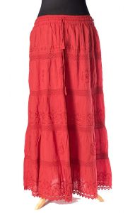 Dlouhá letní bavlněná sukně červená suk5114
