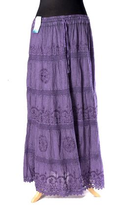 Dlouhá letní bavlněná sukně fialová suk5123