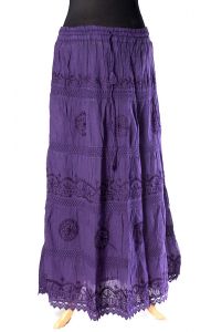 Dlouhá letní bavlněná sukně fialová suk5124