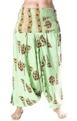 Turecké harémové kalhoty aladinky zelené kal1512