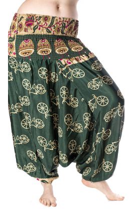Turecké harémové kalhoty aladinky zelené kal1514