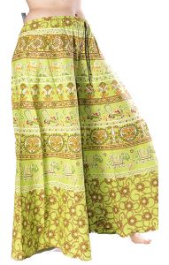 Plátěná kalhotová sukně limetková kal1526