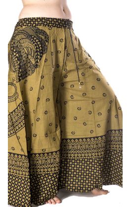 Plátěná kalhotová sukně olivová kal1527