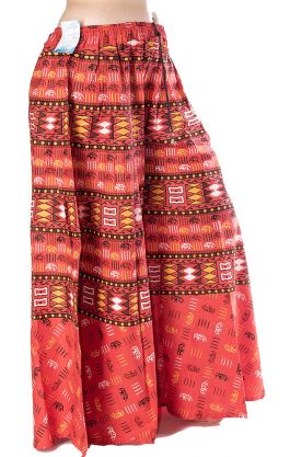 Plátěná kalhotová sukně korálová kal1530