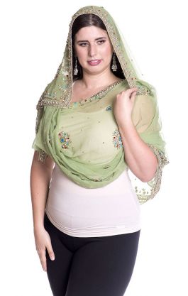 Luxusní hedvábná dupatta II. jakost mátová dh1650