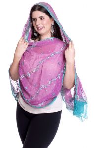 Luxusní hedvábná dupatta II. jakost lila dh1657