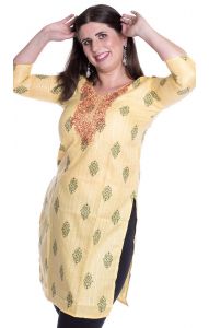 Indická tunika - kurti vanilková M ha1979