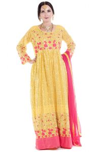 Luxusní anarkali šaty žluté L sty918