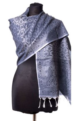 Luxusní brokátová tančoi šálka - pléd - šedá st1670