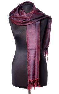 Luxusní brokátová tančoi šálka - pléd - vínová st1688