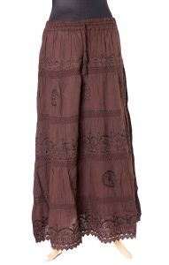 Dlouhá letní bavlněná sukně hnědá suk5135