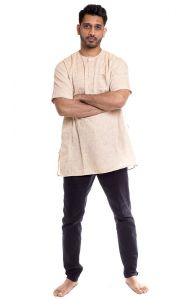 Indická pánská košile - kurti - béžová M ku463