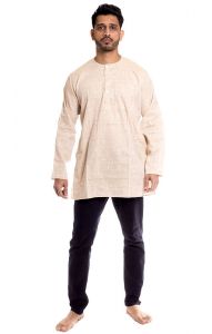 Indická pánská košile - kurti - béžová M ku469